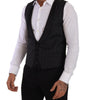 Dolce & Gabbana Black Striped Wool Silk Waistcoat Vest
