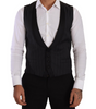 Dolce & Gabbana Black Striped Wool Silk Waistcoat Vest