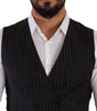 Dolce & Gabbana Gray Striped Double Breasted Waistcoat Vest