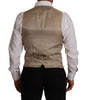 Dolce & Gabbana Beige Cotton Silk Slim Fit Waistcoat Vest