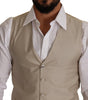 Dolce & Gabbana Beige Cotton Silk Slim Fit Waistcoat Vest