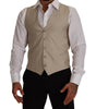 Dolce & Gabbana Beige Cotton Silk Slim Fit Waistcoat Vest