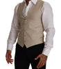 Dolce & Gabbana Beige Cotton Silk Slim Fit Waistcoat Vest