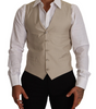 Dolce & Gabbana Beige Cotton Silk Slim Fit Waistcoat Vest