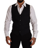 Dolce & Gabbana Blue Striped Wool Stretch Waistcoat Vest