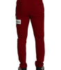 Dolce & Gabbana Red Cotton Logo Patch Sweatpants Jogging Pants