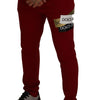 Dolce & Gabbana Red Cotton Logo Patch Sweatpants Jogging Pants
