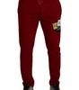 Dolce & Gabbana Red Cotton Logo Patch Sweatpants Jogging Pants