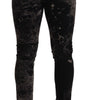 Dolce & Gabbana Black Patterned Skinny Slim Fit Jeans