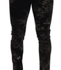 Dolce & Gabbana Black Patterned Skinny Slim Fit Jeans