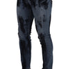 Dolce & Gabbana Blue Black Cotton Skinny Denim Jeans