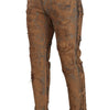 Dolce & Gabbana Brown Distressed Cotton Regular Denim Jeans