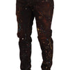 Dolce & Gabbana Brown Splash Color Cotton Regular Denim Jeans