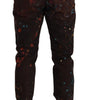 Dolce & Gabbana Brown Splash Color Cotton Regular Denim Jeans