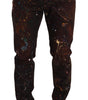 Dolce & Gabbana Brown Splash Color Cotton Regular Denim Jeans