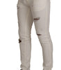 Dolce & Gabbana White Tattered Skinny Cotton Men Denim Jeans