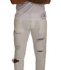 Dolce & Gabbana White Tattered Skinny Cotton Men Denim Jeans