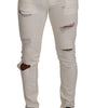 Dolce & Gabbana White Tattered Skinny Cotton Men Denim Jeans