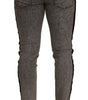 Dolce & Gabbana Gray Wash Crown Embellished Skinny Denim Jeans