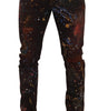 Dolce & Gabbana Brown Color Splash Cotton Regular Denim Jeans