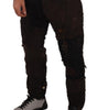 Dolce & Gabbana Brown Cotton Distressed Regular Denim Jeans