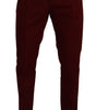 Dolce & Gabbana Dark Red Cotton Mens Chinos Trouser Dress Pants