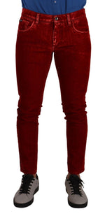 Dolce & Gabbana Red Cotton Stretch Skinny Denim Trouser Jeans