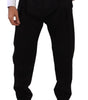 Dolce & Gabbana Black Cotton High Waist Men Trouser Dress Pants