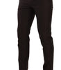 Dolce & Gabbana Brown Striped Wool Formal Trouser Dress Pants