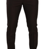 Dolce & Gabbana Brown Striped Wool Formal Trouser Dress Pants