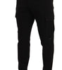 Dolce & Gabbana Black Viscose Cargo Skinny Men Trouser Pants