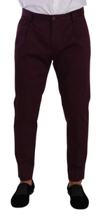 Dolce & Gabbana Purple Cotton Tapered Chinos Dress Pants