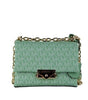 Petit sac bandoulière convertible à rabat en PVC vert d'eau Michael Kors Cece