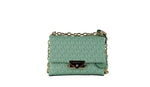 Petit sac bandoulière convertible à rabat en PVC vert d'eau Michael Kors Cece
