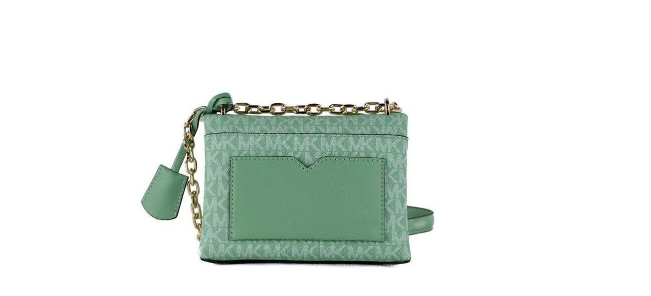 Petit sac bandoulière convertible à rabat en PVC vert d'eau Michael Kors Cece