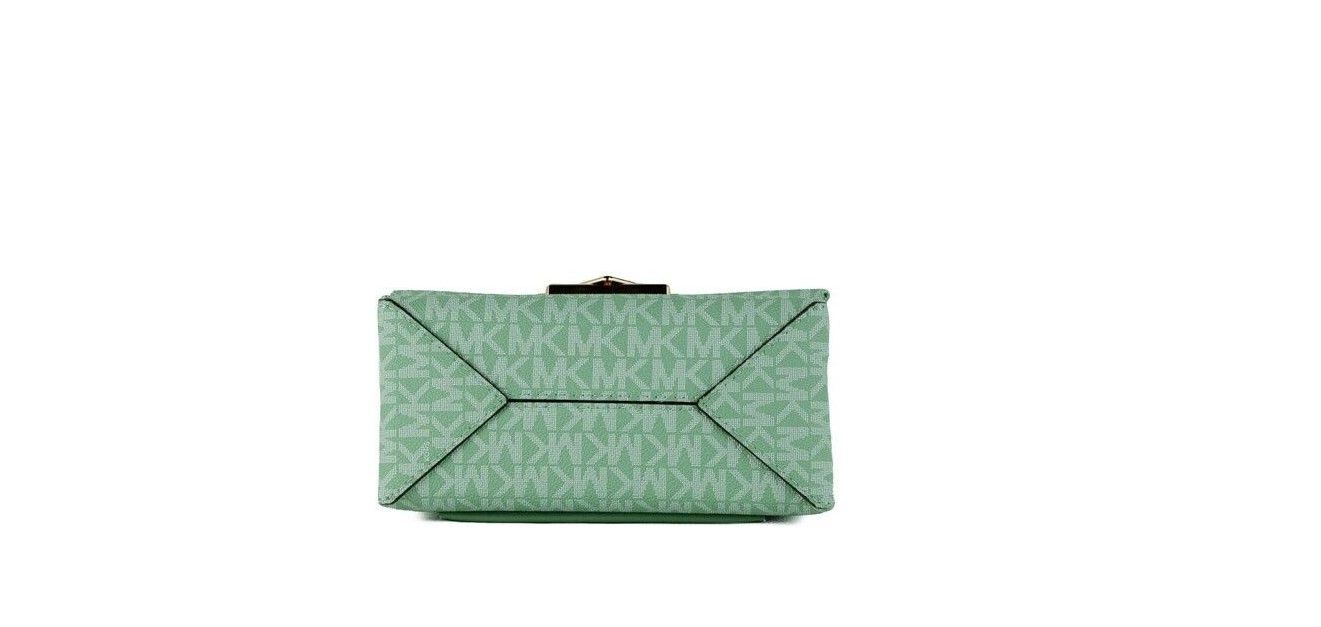 Petit sac bandoulière convertible à rabat en PVC vert d'eau Michael Kors Cece
