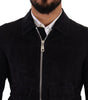 Dolce & Gabbana Blue Suede Lambskin Leather Coat Jacket