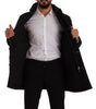 Dolce & Gabbana Black Denim Hooded Parka Coat Winter Jacket