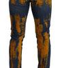 Dolce & Gabbana Blue Yellow Dye Cotton Skinny Men Denim Jeans