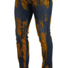 Dolce & Gabbana Blue Yellow Dye Cotton Skinny Men Denim Jeans