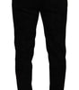 Dolce & Gabbana Black Brocade Skinny Formal Trouser Dress Pants