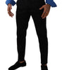 Dolce & Gabbana Black Brocade Skinny Formal Trouser Dress Pants