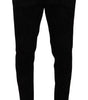 Dolce & Gabbana Black Brocade Skinny Formal Trouser Dress Pants