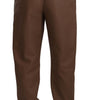 Dolce & Gabbana Brown Leather Tapered High Waist Pants