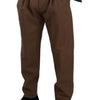 Dolce & Gabbana Brown Leather Tapered High Waist Pants