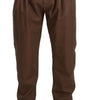 Dolce & Gabbana Brown Leather Tapered High Waist Pants
