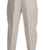 Dolce & Gabbana White Cotton Tapered Men Trouser Dress Pants