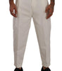 Dolce & Gabbana White Cotton Tapered Men Trouser Dress Pants