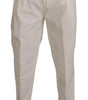 Dolce & Gabbana White Cotton Tapered Men Trouser Dress Pants