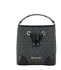 Michael Kors Mercer Small Black Signature Leather Bucket Crossbody Handbag Purse